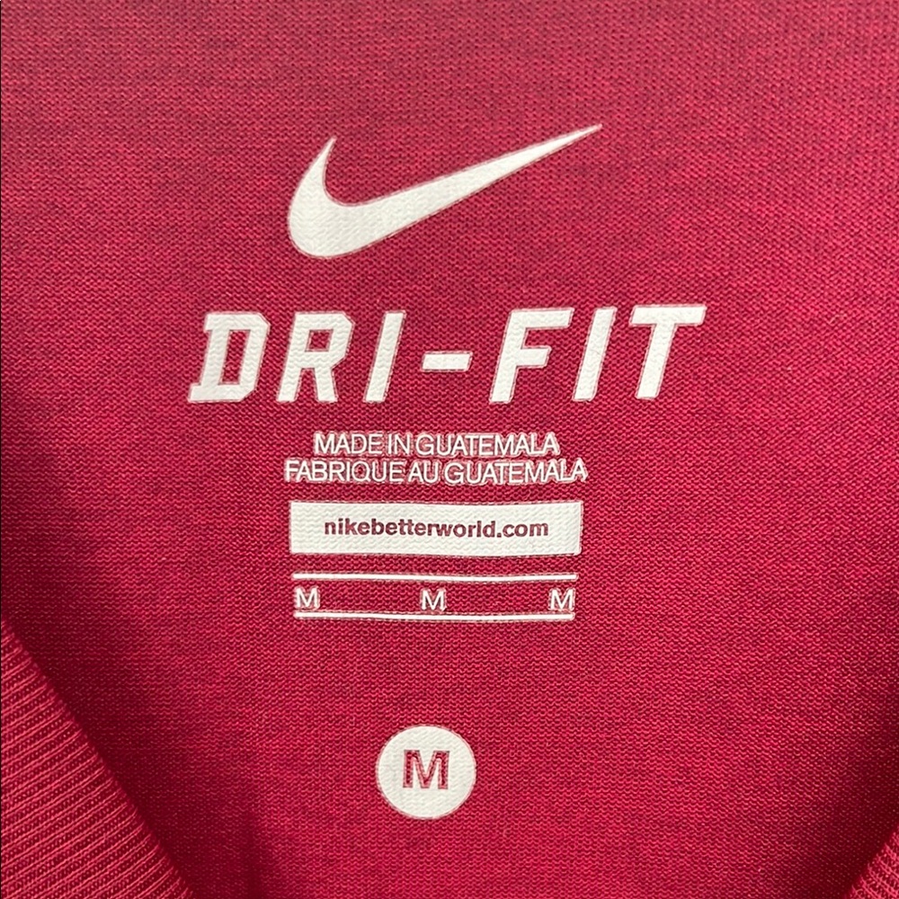 Nike Mens Deep Red Dri-Fit Short Sleeve Tee Vibrant Crew Neck Size Med - Picture 4 of 8